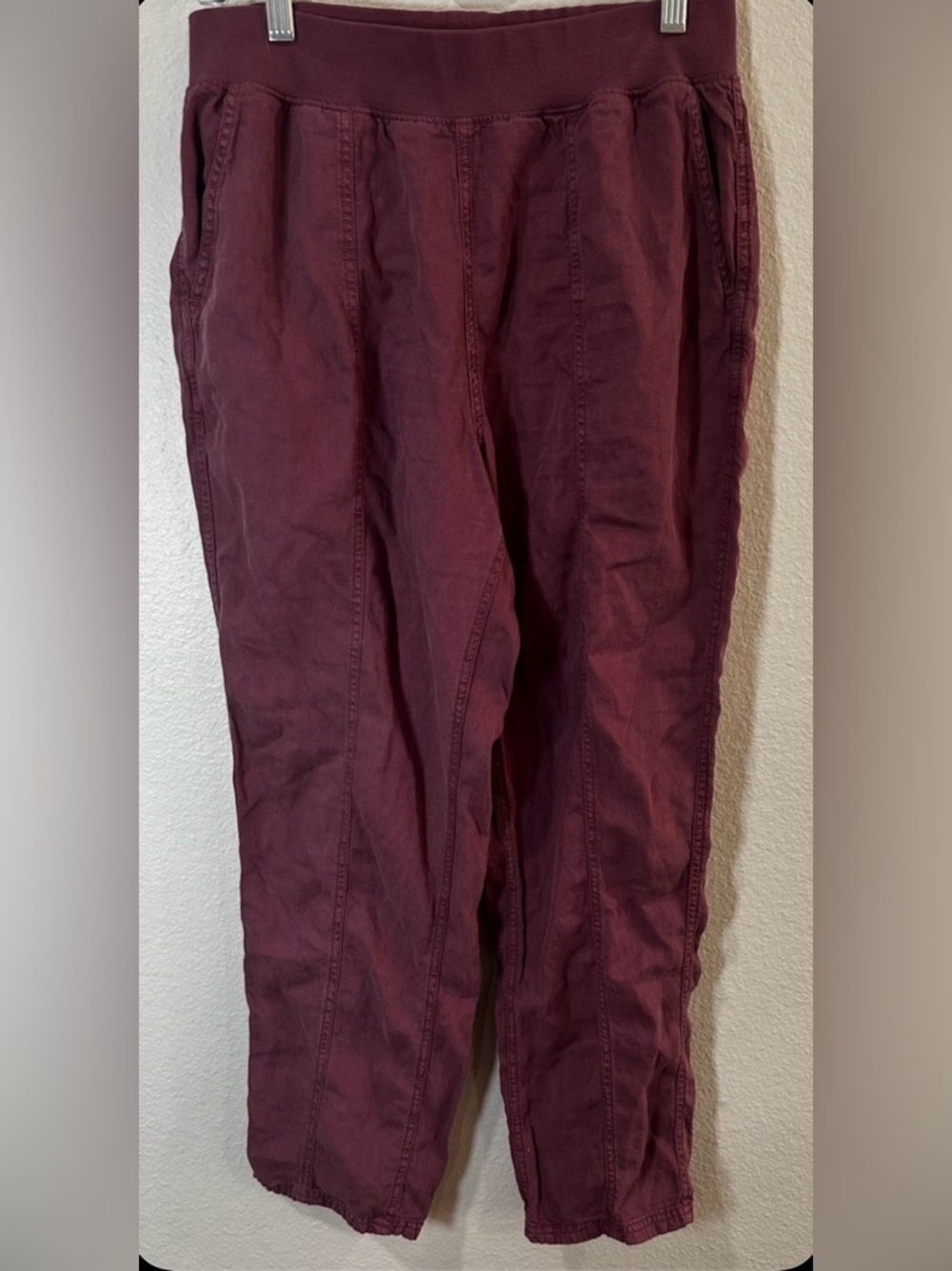 FAHERTY‎ women’s burgundy linen pants size M